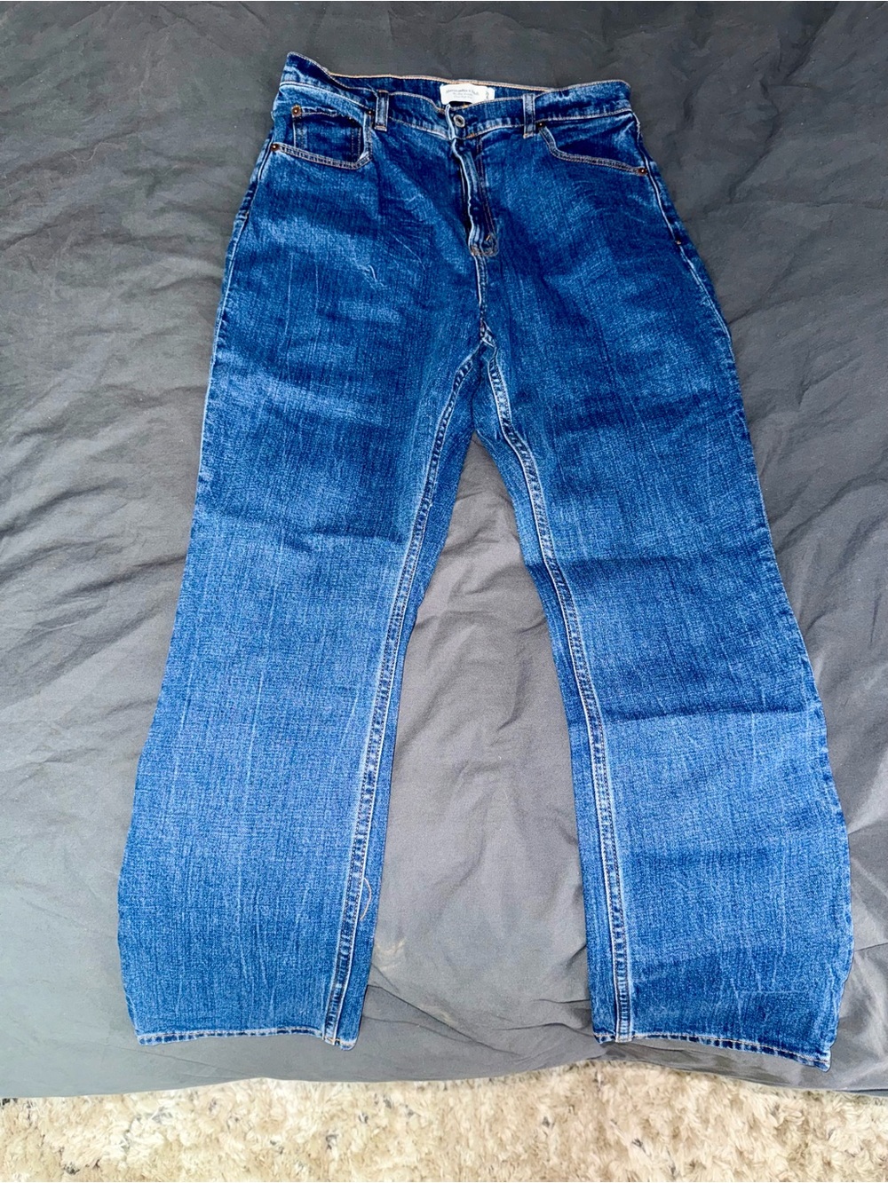 Abercrombie & Fitch Dark Blue High-Rise Straight-Leg Jeans